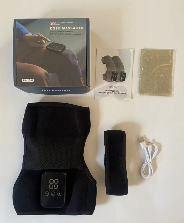Nouveau masseur de vibration contrôlée par bouton de genouillère et compresse chaude
