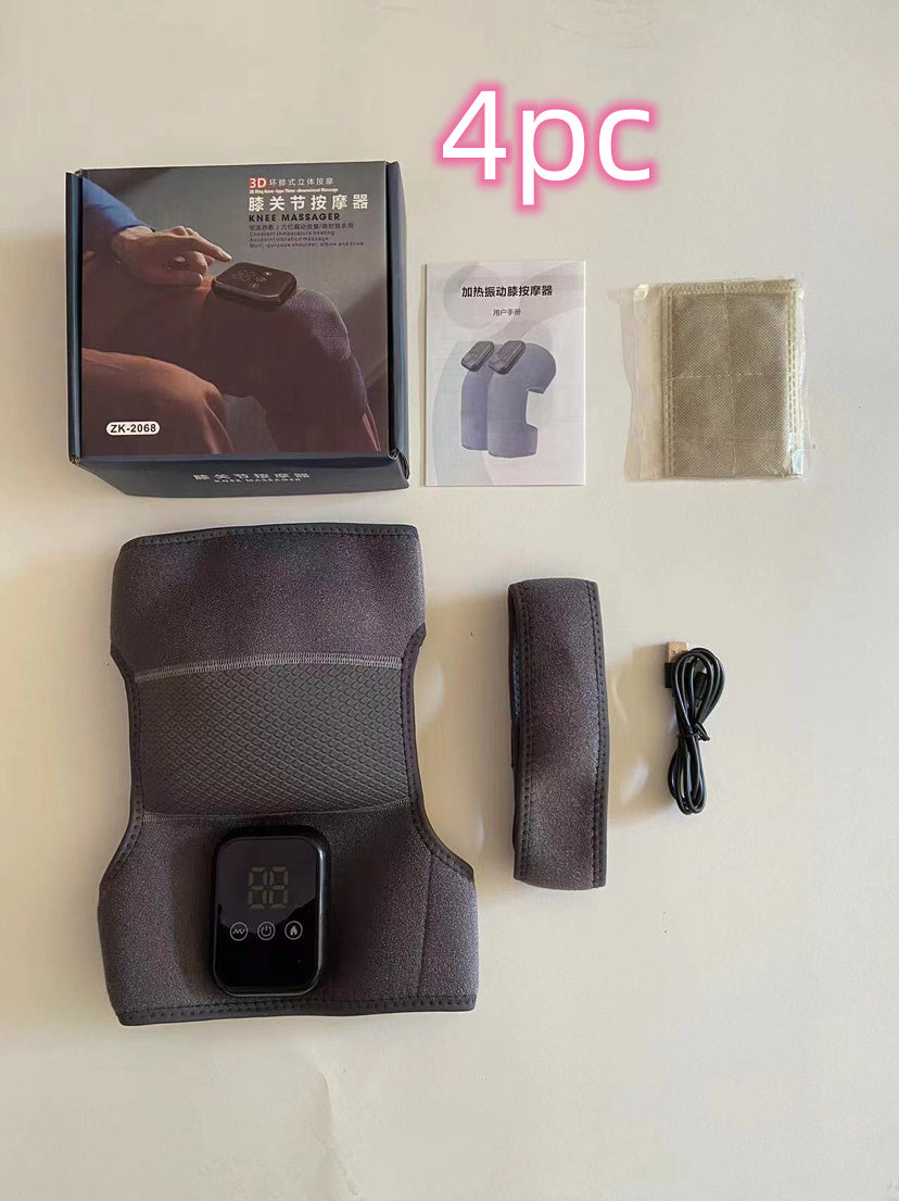Nouveau masseur de vibration contrôlée par bouton de genouillère et compresse chaude