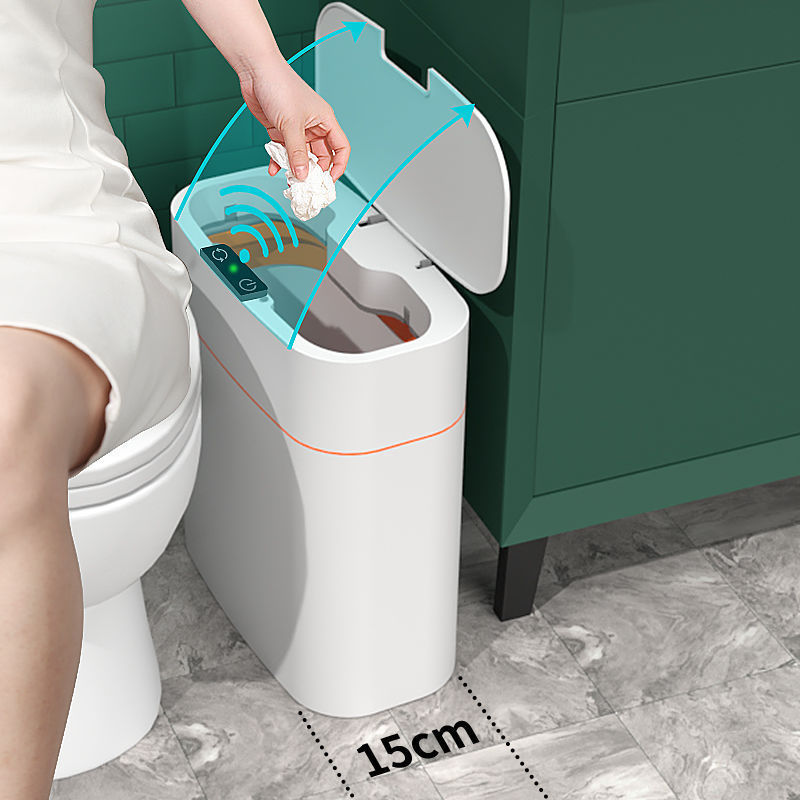 Poubelle intelligente avec couvercle pour chambre à couchePoubelle intelligente avec couvercle pour chambre à coucher et salon Boîte de rangement de cuisine Poubelle Induction Petite boîte de voiture Poubelle intelligente automatique Poubelle intelligente