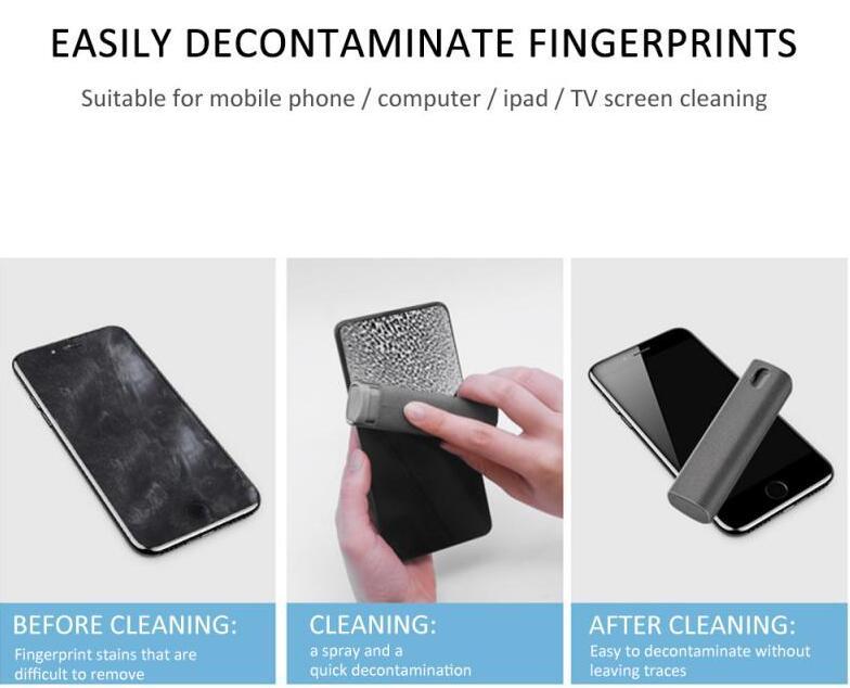 Kit de nettoyage d’écran d’ordinateur de téléphone 2 en 1 pour l’élimination de la poussière d’écran Ensemble de chiffonKit de nettoyage d'écran d'ordinateur de téléphone 2 en 1 pour l'élimination de la poussière d'écran Ensemble de chiffons en microfibre