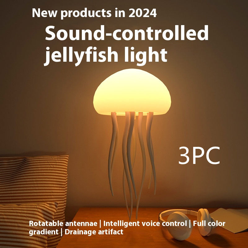 Lampe d’humeur de méduse LED Veilleuse de méduse Lampe de méduse portable Décorations de méduses Lampe de table intelligente pour bureau de chevet