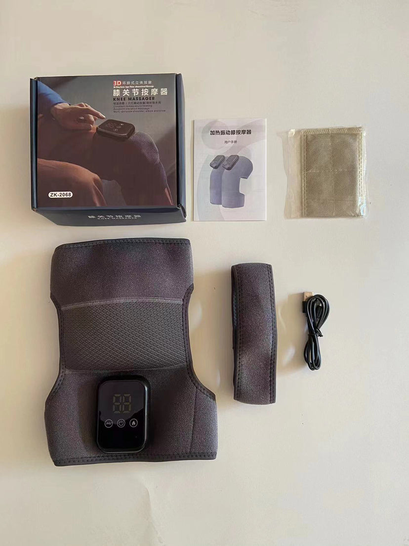 Nouveau masseur de vibration contrôlée par bouton de genouillère et compresse chaude