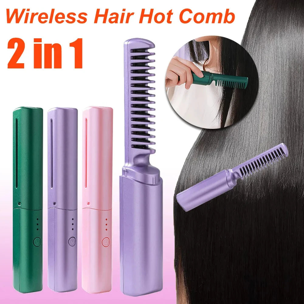 Peigne à friser sans fil professionnel, peigne à friser, à chauffage rapide, à lisser à ions négatifs, brosse à frisePeigne à friser sans fil professionnel, peigne à friser, à chauffage rapide, à lisser à ions négatifs, brosse à friser, outils de coiffure