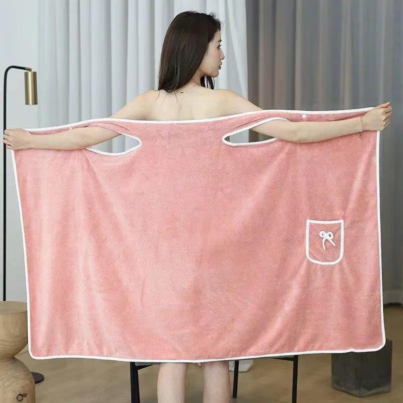 Vente en gros de serviettes de bain portables Bretelles Jupe de bain en polaire de corail