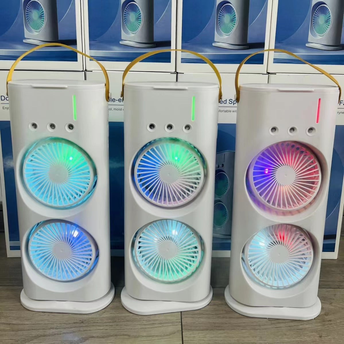 Ventilateur de refroidissement par pulvérisation à double tête à trois trous