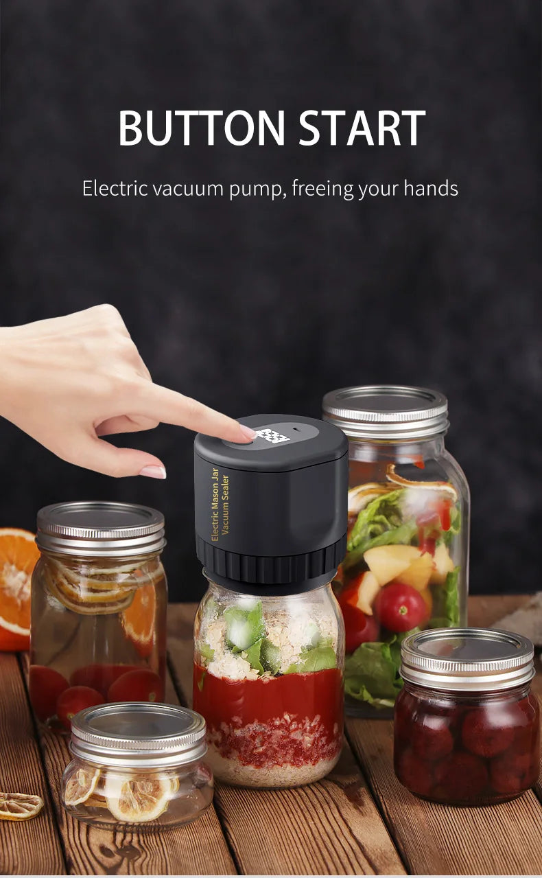 Kit de scellant sous vide électrique Mason Jar Ensemble de scellant automatique sans fil Kit de scellant sous vide électrique Mason Jar Ensemble de scellant automatique sans fil pour le stockage et la fermentation des aliments avec couvercles Mason Jar