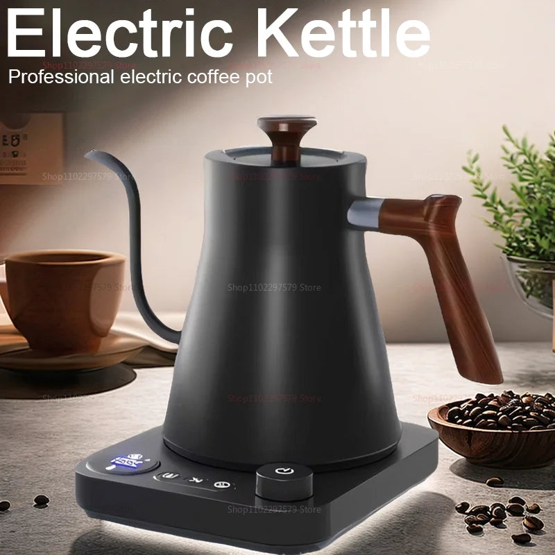 Bouilloire à café électrique goutte à goutte de 0,9 L Théière en acier iBouilloire à café électrique goutte à goutte de 0,9 L Théière en acier inoxydable Contrôle précis du débit Bouilloire à col de cygne goutte à goutte à main Cafetière infusée à la main