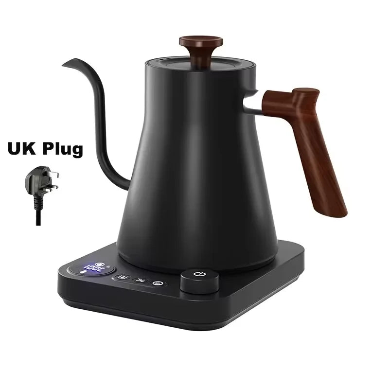 Bouilloire à café électrique goutte à goutte de 0,9 L Théière en acier iBouilloire à café électrique goutte à goutte de 0,9 L Théière en acier inoxydable Contrôle précis du débit Bouilloire à col de cygne goutte à goutte à main Cafetière infusée à la main