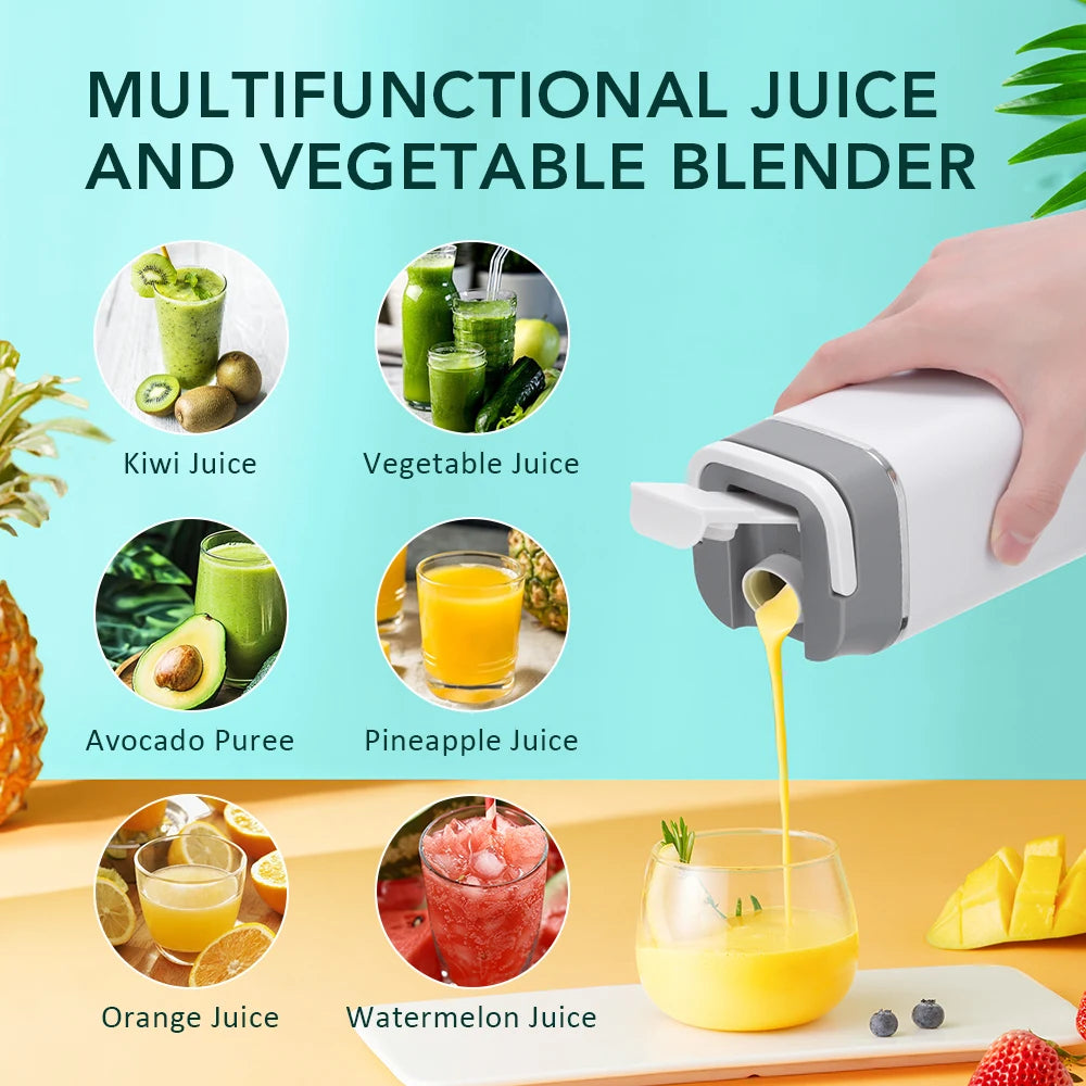 Presse-agrumes portable Mini mélangeur électrique Machine à jus multifonction Mélangeurs de fruits Extracteurs SmootPresse-agrumes portable Mini mélangeur électrique Machine à jus multifonction Mélangeurs de fruits Extracteurs Smoothies Mélangeur 12 lames