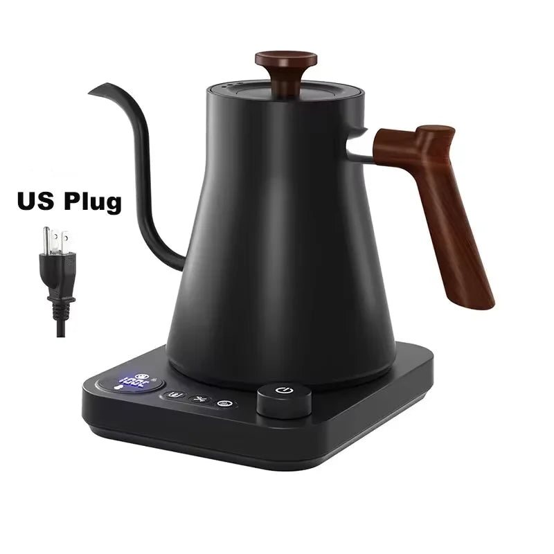 Bouilloire à café électrique goutte à goutte de 0,9 L Théière en acier iBouilloire à café électrique goutte à goutte de 0,9 L Théière en acier inoxydable Contrôle précis du débit Bouilloire à col de cygne goutte à goutte à main Cafetière infusée à la main