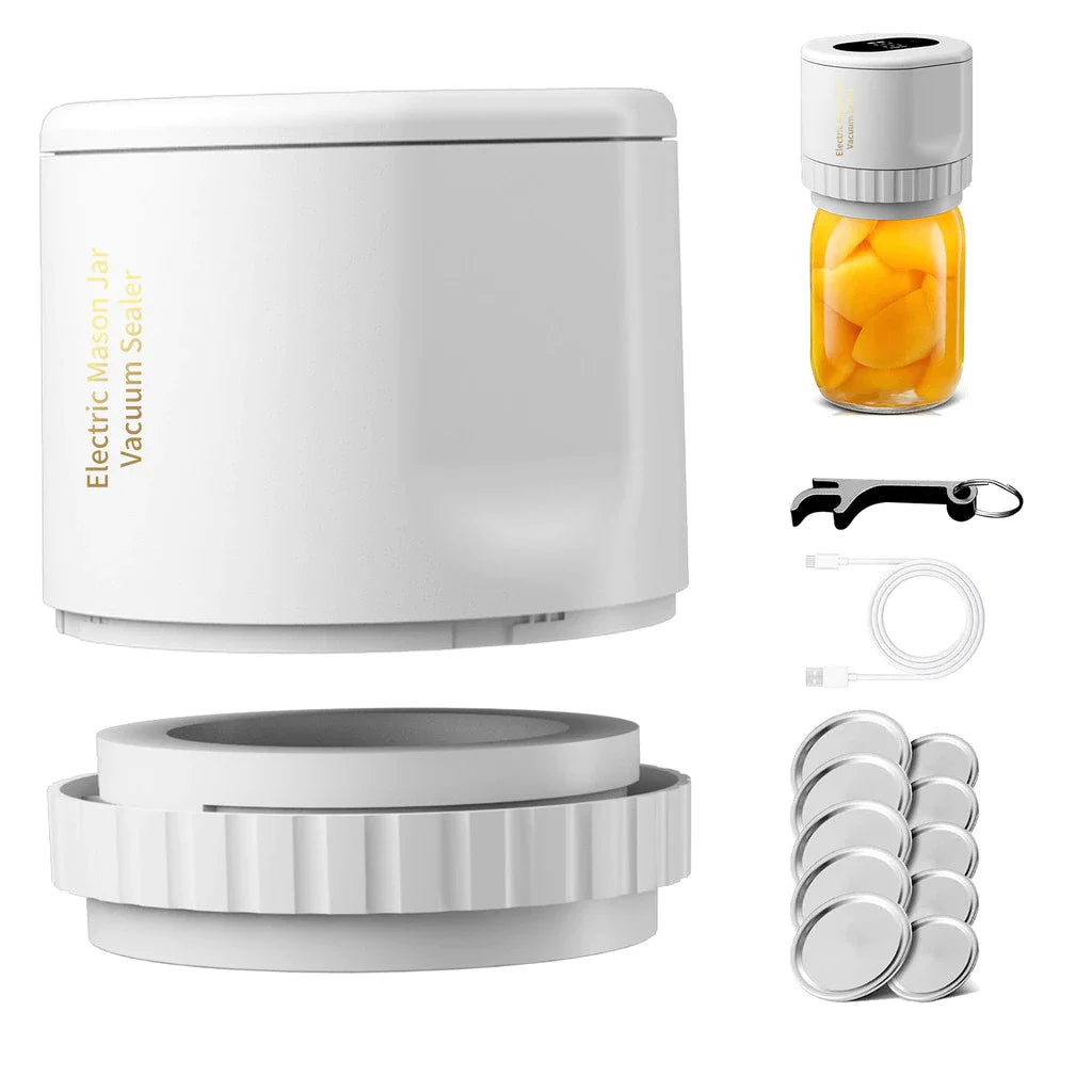 Kit de scellant sous vide électrique Mason Jar Ensemble de scellant automatique sans fil Kit de scellant sous vide électrique Mason Jar Ensemble de scellant automatique sans fil pour le stockage et la fermentation des aliments avec couvercles Mason Jar