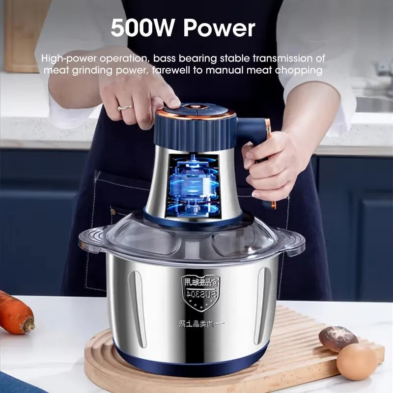 Hachoir à viande électrique Hachoir Machines de cuisine en acier inoxydable Broyeur de légumes TrancheuHachoir à viande électrique Hachoir Machines de cuisine en acier inoxydable Broyeur de légumes Trancheuse Machine Mélangeur domestique Robots culinaires