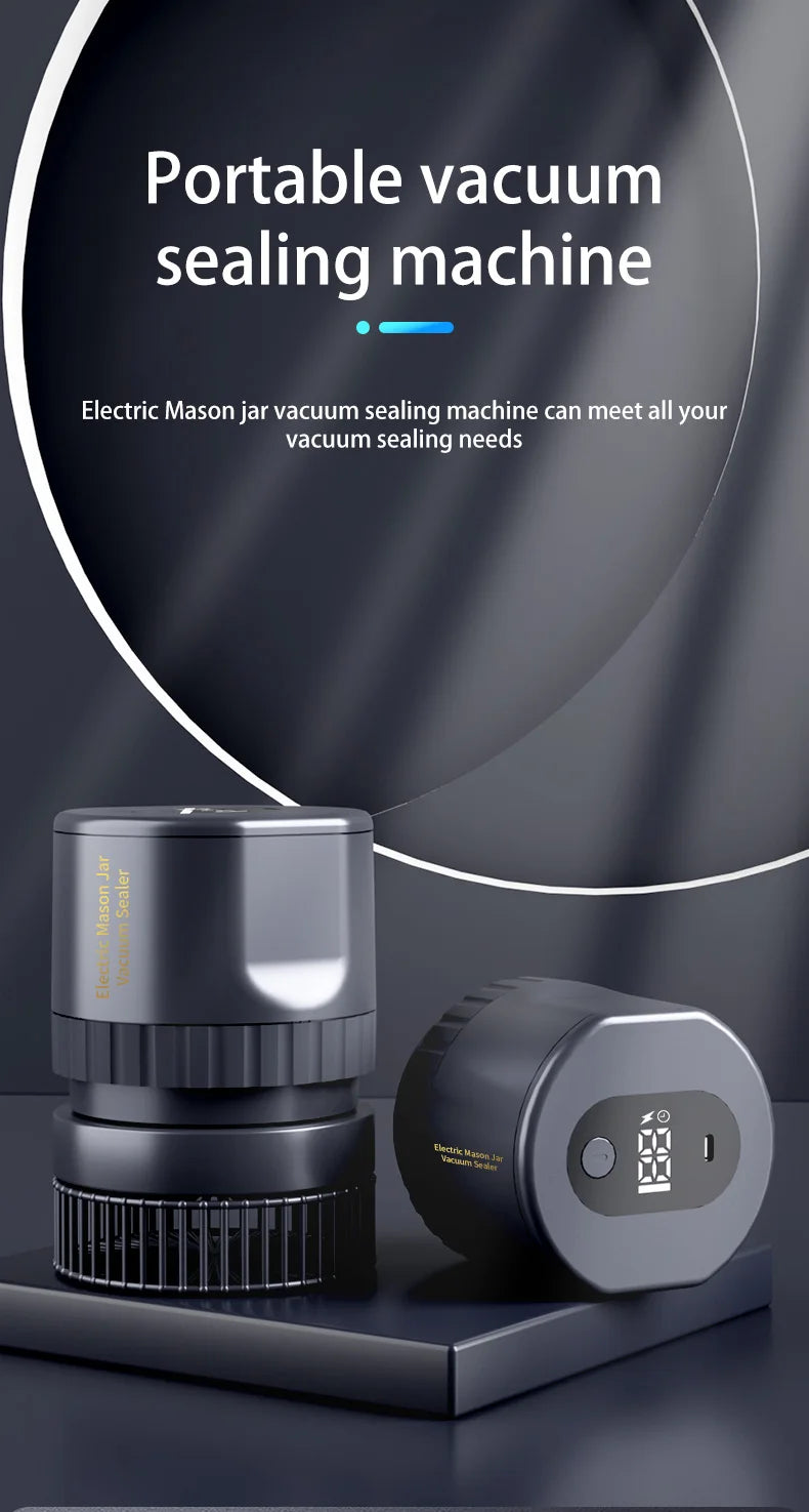 Kit de scellant sous vide électrique Mason Jar Ensemble de scellant automatique sans fil Kit de scellant sous vide électrique Mason Jar Ensemble de scellant automatique sans fil pour le stockage et la fermentation des aliments avec couvercles Mason Jar