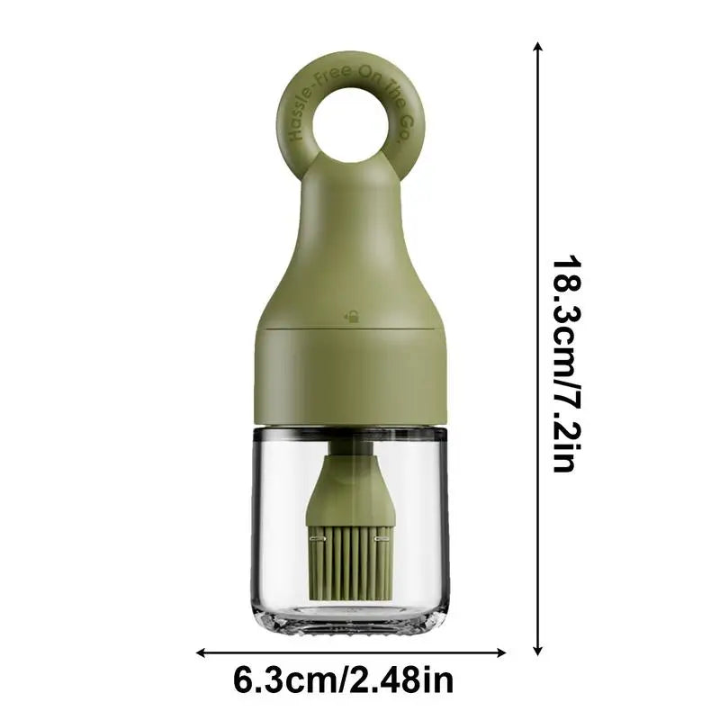 Bouteille de distributeur d'huile avec brosse Conteneur d'olive avec brosse en silicone Distributeur d'huile étanche résistant à la chaleur pour le camping profond