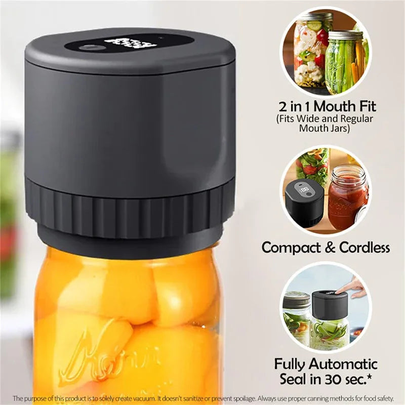 Kit de scellant sous vide électrique Mason Jar Ensemble de scellant automatique sans fil Kit de scellant sous vide électrique Mason Jar Ensemble de scellant automatique sans fil pour le stockage et la fermentation des aliments avec couvercles Mason Jar