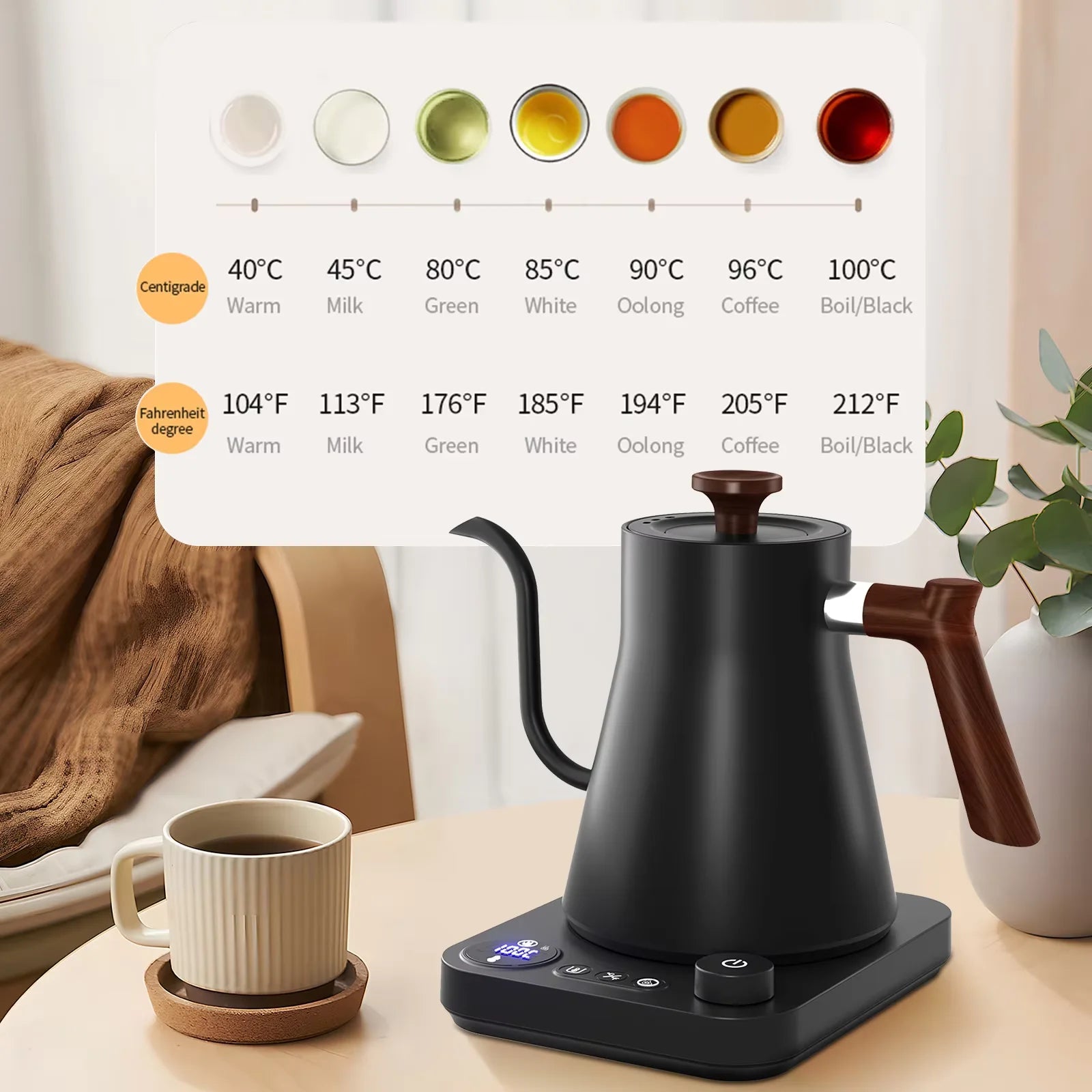 Bouilloire à café électrique goutte à goutte de 0,9 L Théière en acier iBouilloire à café électrique goutte à goutte de 0,9 L Théière en acier inoxydable Contrôle précis du débit Bouilloire à col de cygne goutte à goutte à main Cafetière infusée à la main