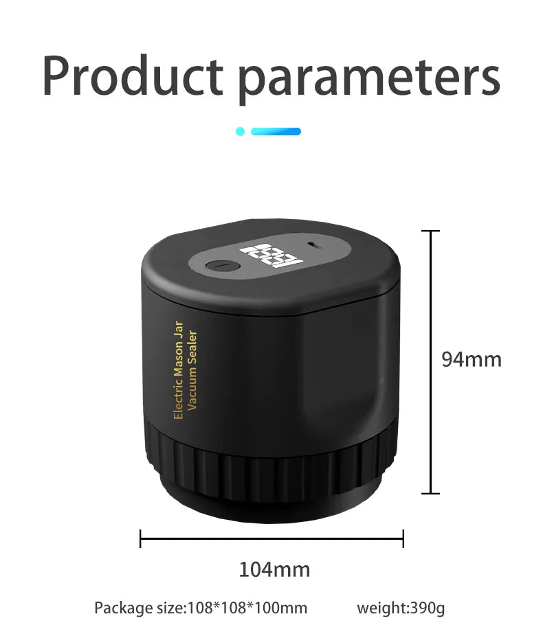 Kit de scellant sous vide électrique Mason Jar Ensemble de scellant automatique sans fil Kit de scellant sous vide électrique Mason Jar Ensemble de scellant automatique sans fil pour le stockage et la fermentation des aliments avec couvercles Mason Jar