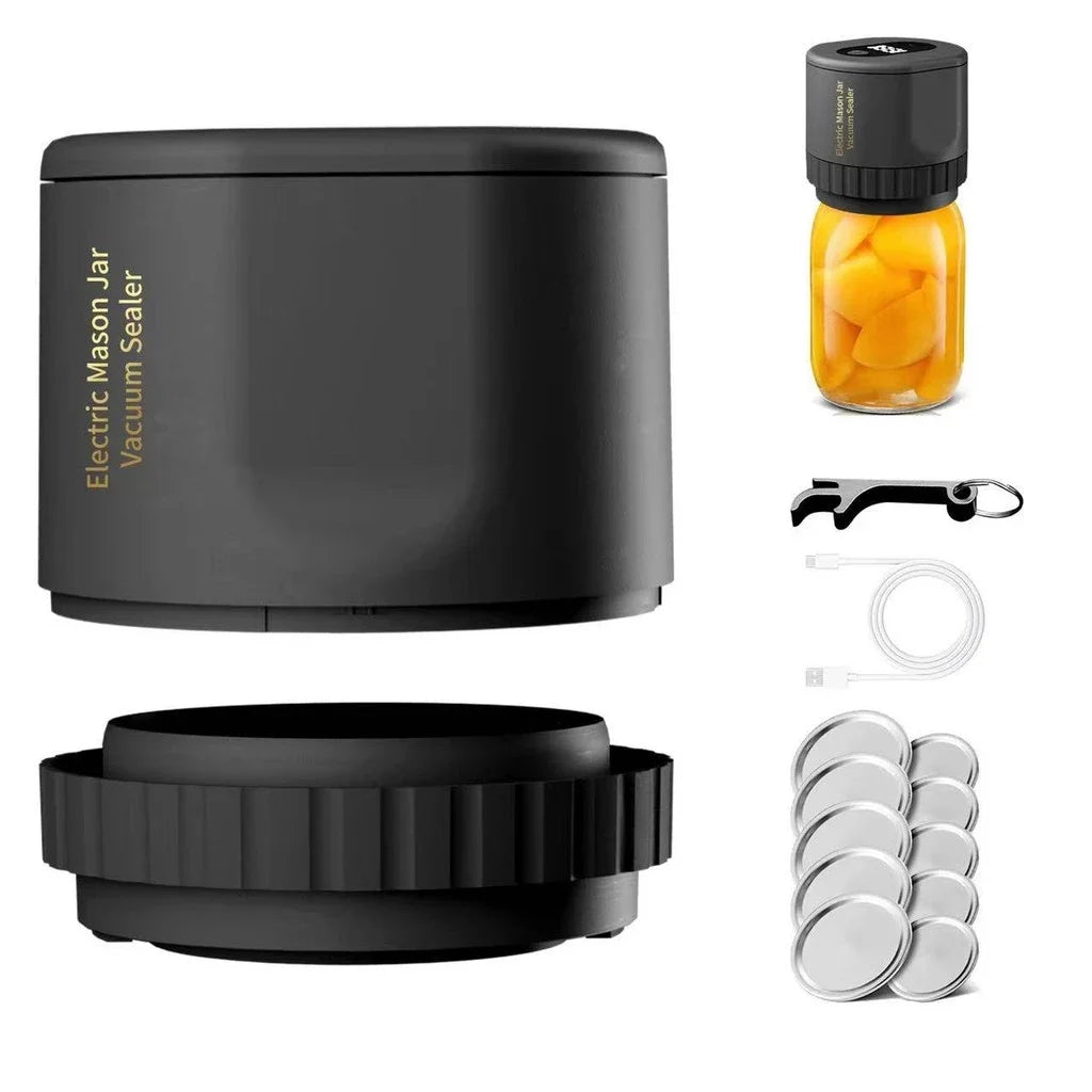 Kit de scellant sous vide électrique Mason Jar Ensemble de scellant automatique sans fil Kit de scellant sous vide électrique Mason Jar Ensemble de scellant automatique sans fil pour le stockage et la fermentation des aliments avec couvercles Mason Jar