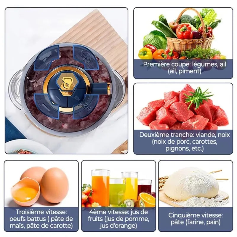 Hachoir à viande électrique Hachoir Machines de cuisine en acier inoxydable Broyeur de légumes TrancheuHachoir à viande électrique Hachoir Machines de cuisine en acier inoxydable Broyeur de légumes Trancheuse Machine Mélangeur domestique Robots culinaires