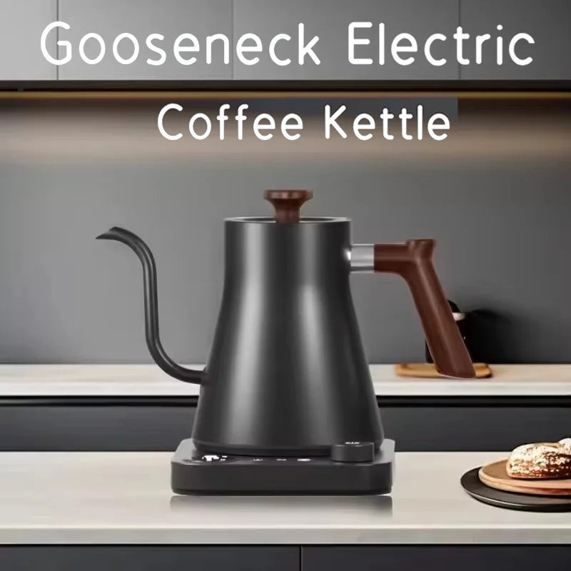 Bouilloire à café électrique goutte à goutte de 0,9 L Théière en acier iBouilloire à café électrique goutte à goutte de 0,9 L Théière en acier inoxydable Contrôle précis du débit Bouilloire à col de cygne goutte à goutte à main Cafetière infusée à la main