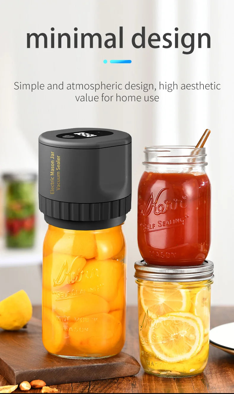 Kit de scellant sous vide électrique Mason Jar Ensemble de scellant automatique sans fil Kit de scellant sous vide électrique Mason Jar Ensemble de scellant automatique sans fil pour le stockage et la fermentation des aliments avec couvercles Mason Jar