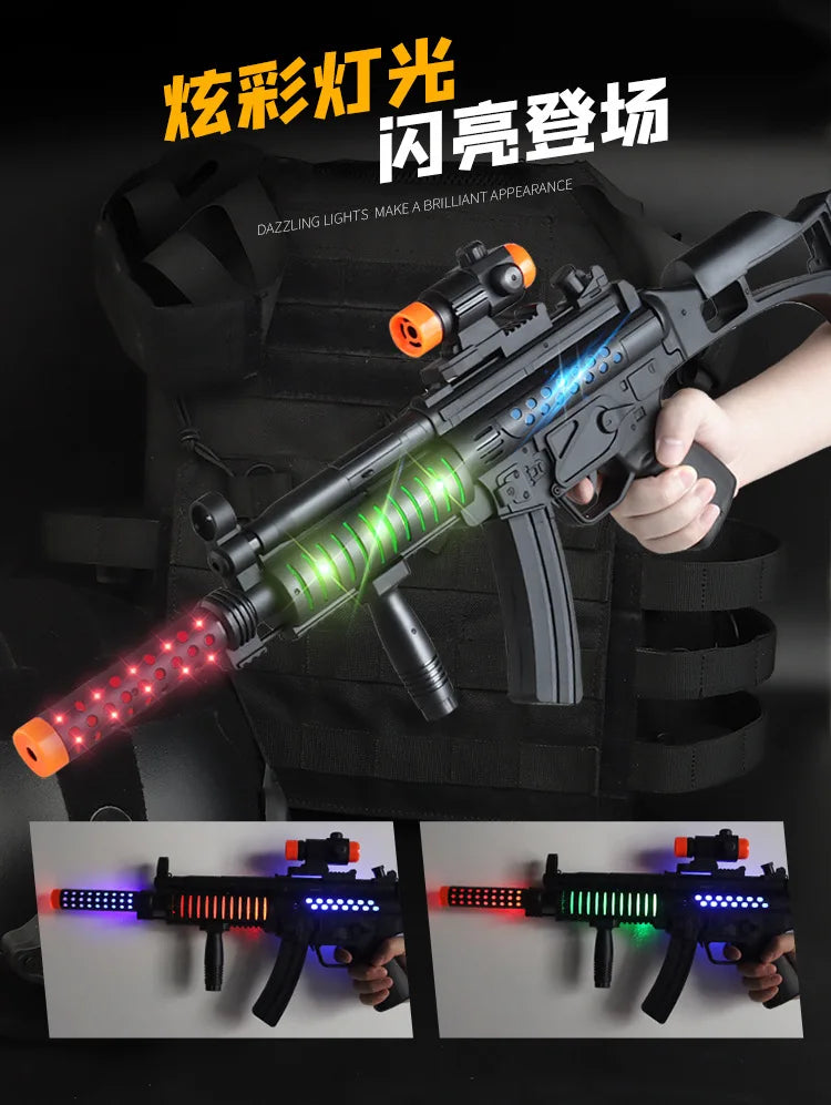 Pistolet jouet électrique pour enfants Pistolet à sous-matrinteuse Simulation sonPistolet jouet électrique pour enfants Pistolet à sous-matrinteuse Simulation sonore et lumineuse Pistolet à huit tons, approvisionnement du marché de nuit, jouet pour garçon