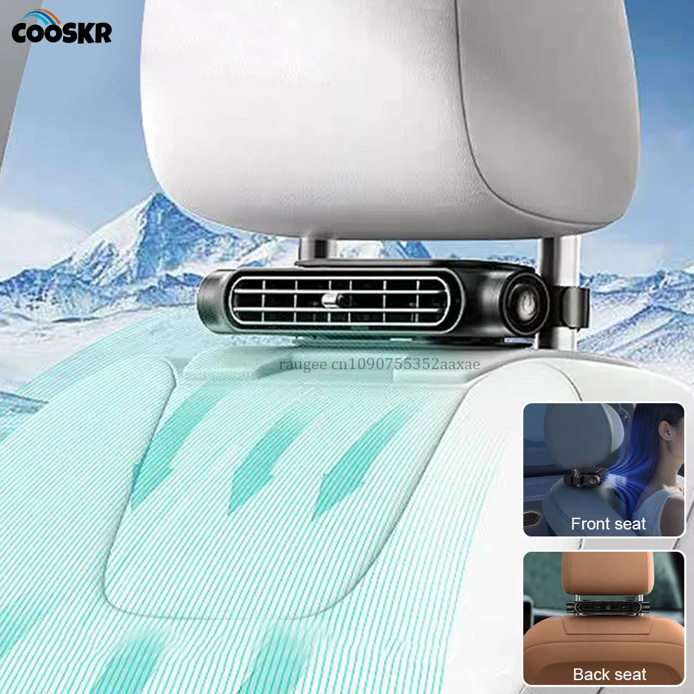 Ventilateur de siège d’auto Ventilateur d’intérieur de voiturVentilateur de siège d'auto Ventilateur d'intérieur de voiture portable pour siège arrière avant 3000mAh Ventilateur d'air de refroidissement par appui-tête alimenté par USB 3 vitesses réglables