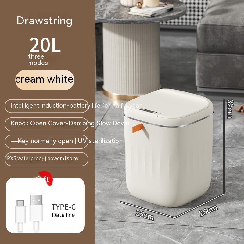 Poubelle intelligente avec couvercle pour chambre à couchePoubelle intelligente avec couvercle pour chambre à coucher et salon Boîte de rangement de cuisine Poubelle Induction Petite boîte de voiture Poubelle intelligente automatique Poubelle intelligente